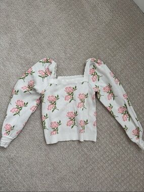 Floral Puff Sleeve Sweater